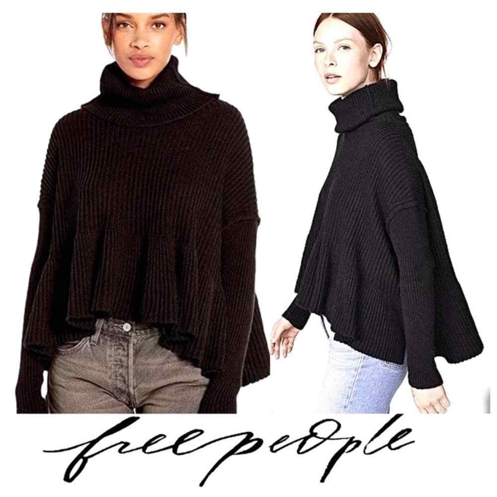 Free People Black Layer Cake Cowl Neck